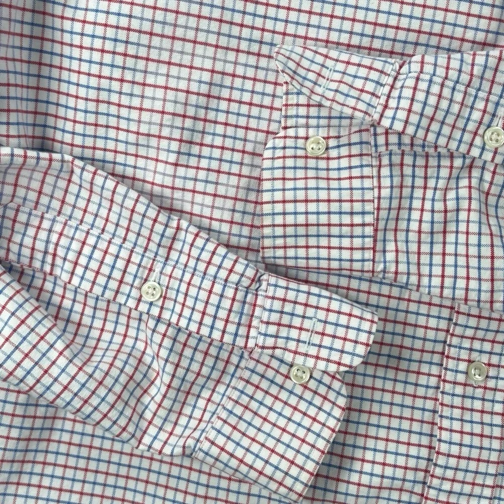 VTG Polo Ralph Lauren Shirt Mens L Oxford Plaid‎ Blake Button Up Blue Red Preppy